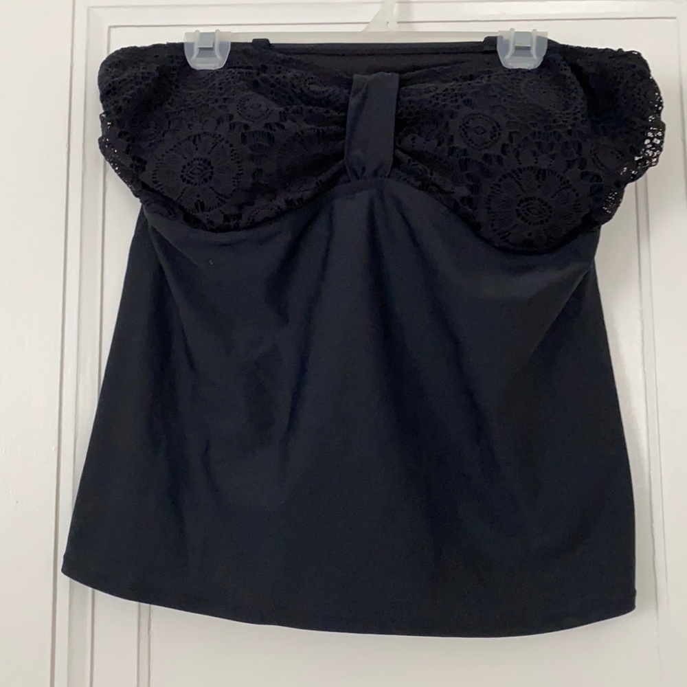 Strapless Black Lace Tankini